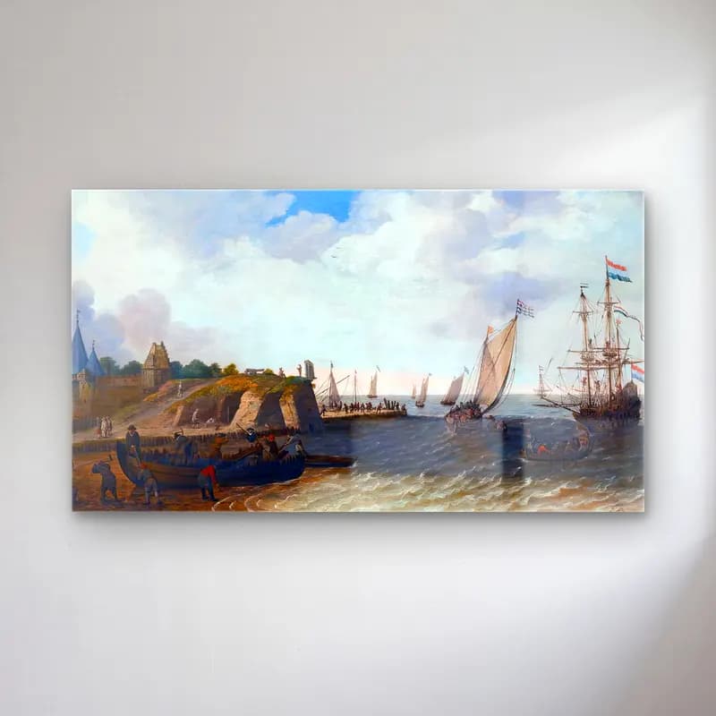 Adam Willaerts – Coastal Scene cam tablo — Adam Willaerts – Coastal Scene — vintage liman ve tekneler