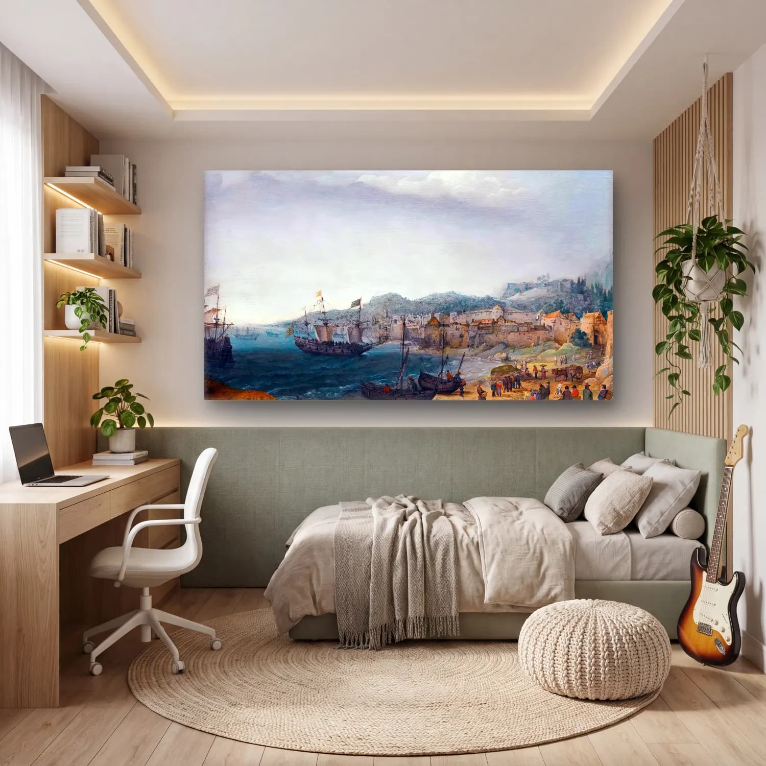 Adam Willaerts – Fortified Coastal Town cam tablo — genç odasında