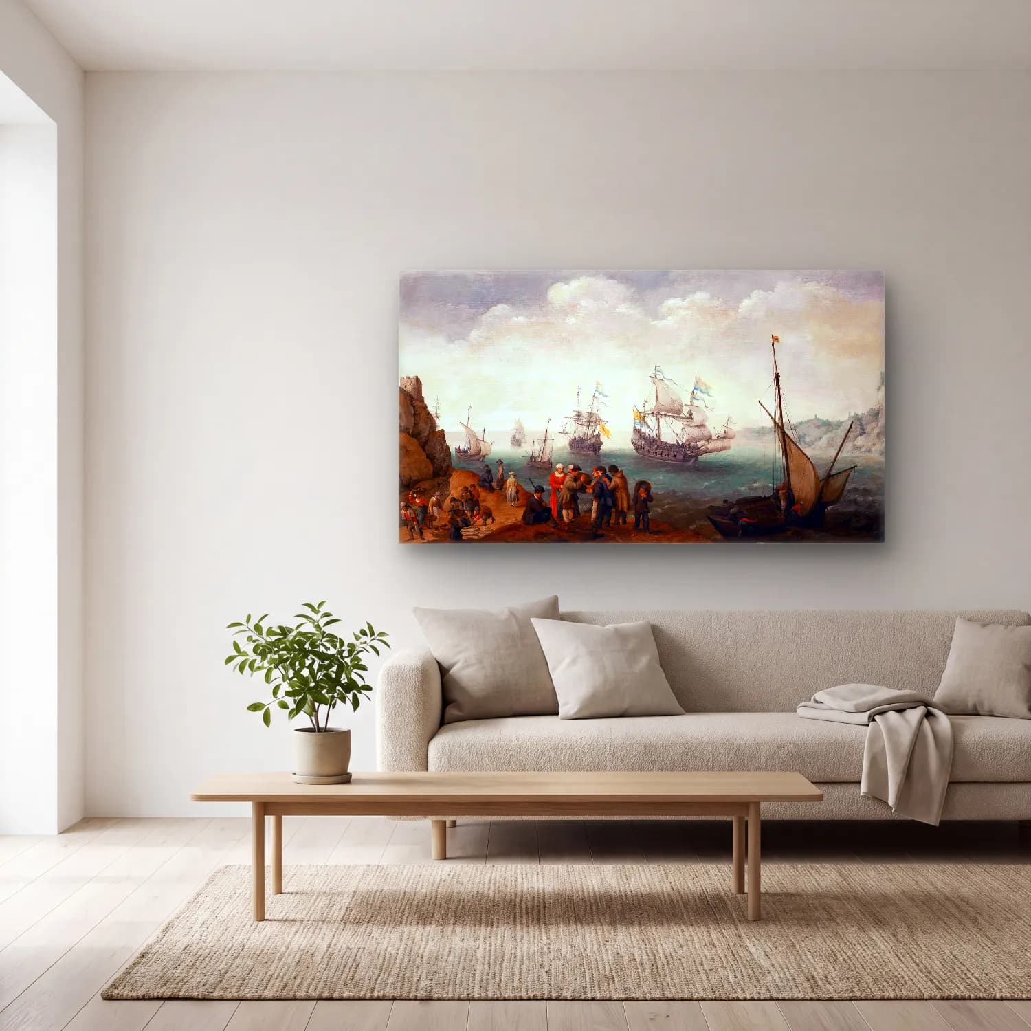 Adam Willaerts – Marine Landscape cam tablo — açık renk salonda