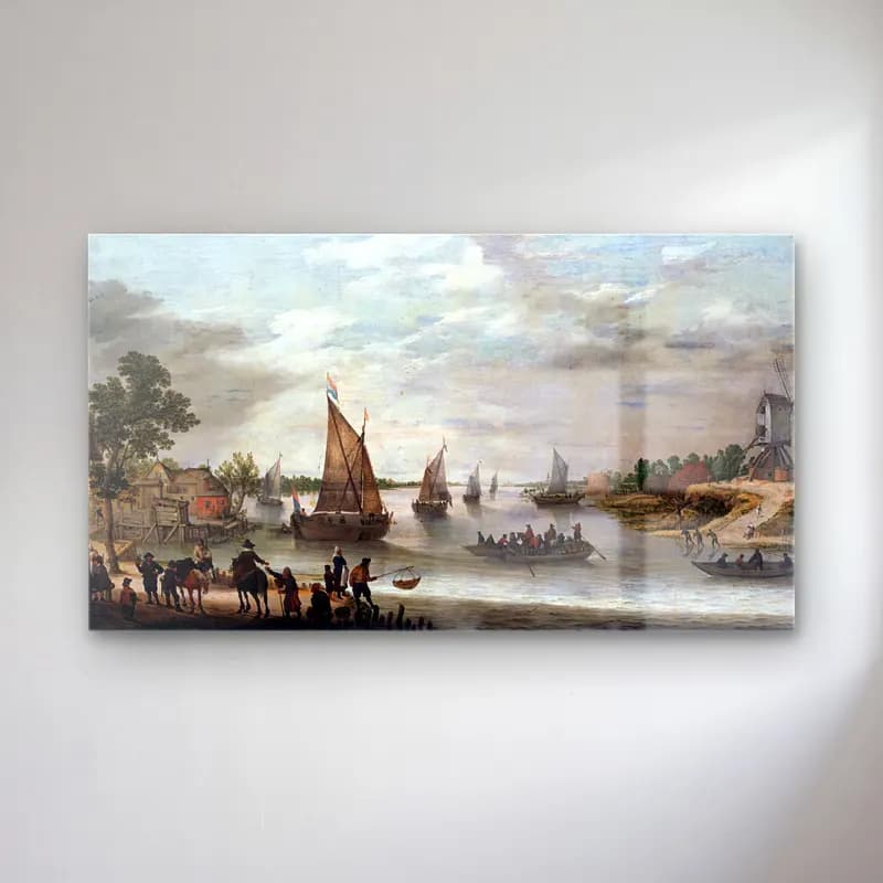Adam Willaerts – River Scene with Boats cam tablo — Adam Willaerts – River Scene with Boats — yağlı boya liman ve tekneler