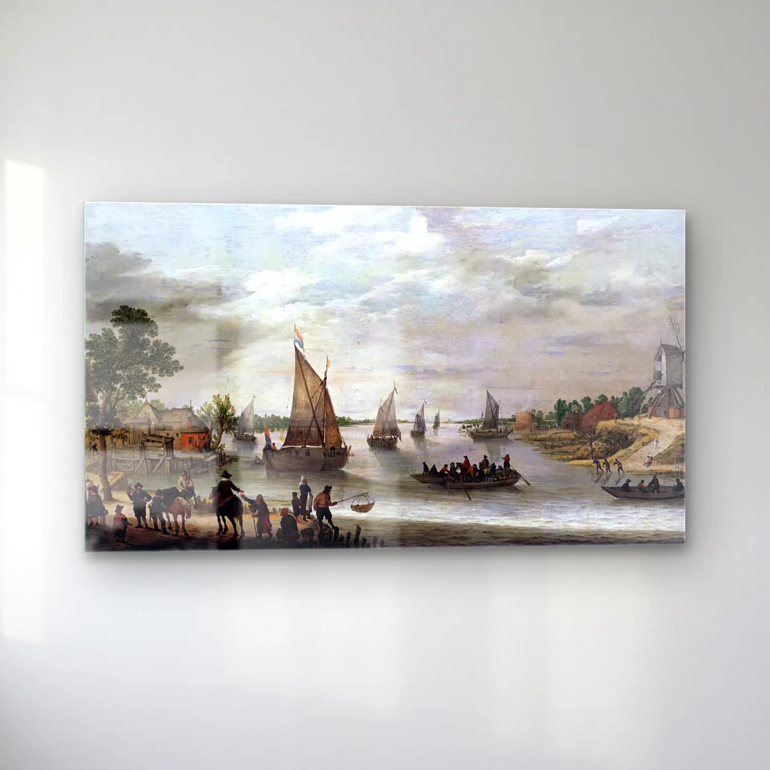 Adam Willaerts – River Scene with Boats cam tablo — sol açıdan görünüm
