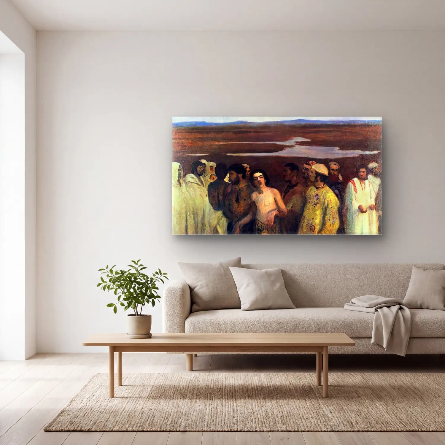 Károly Ferenczy – Joseph Sold into Slavery by his Brothers cam tablo — açık renk salonda