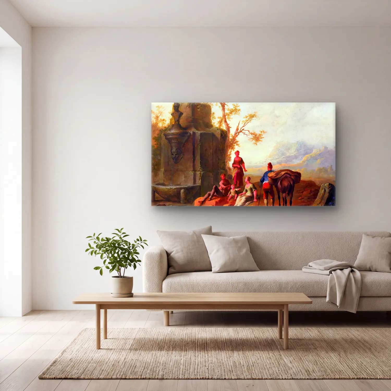 Franz de Paula Ferg – Classical Landscape cam tablo — açık renk salonda