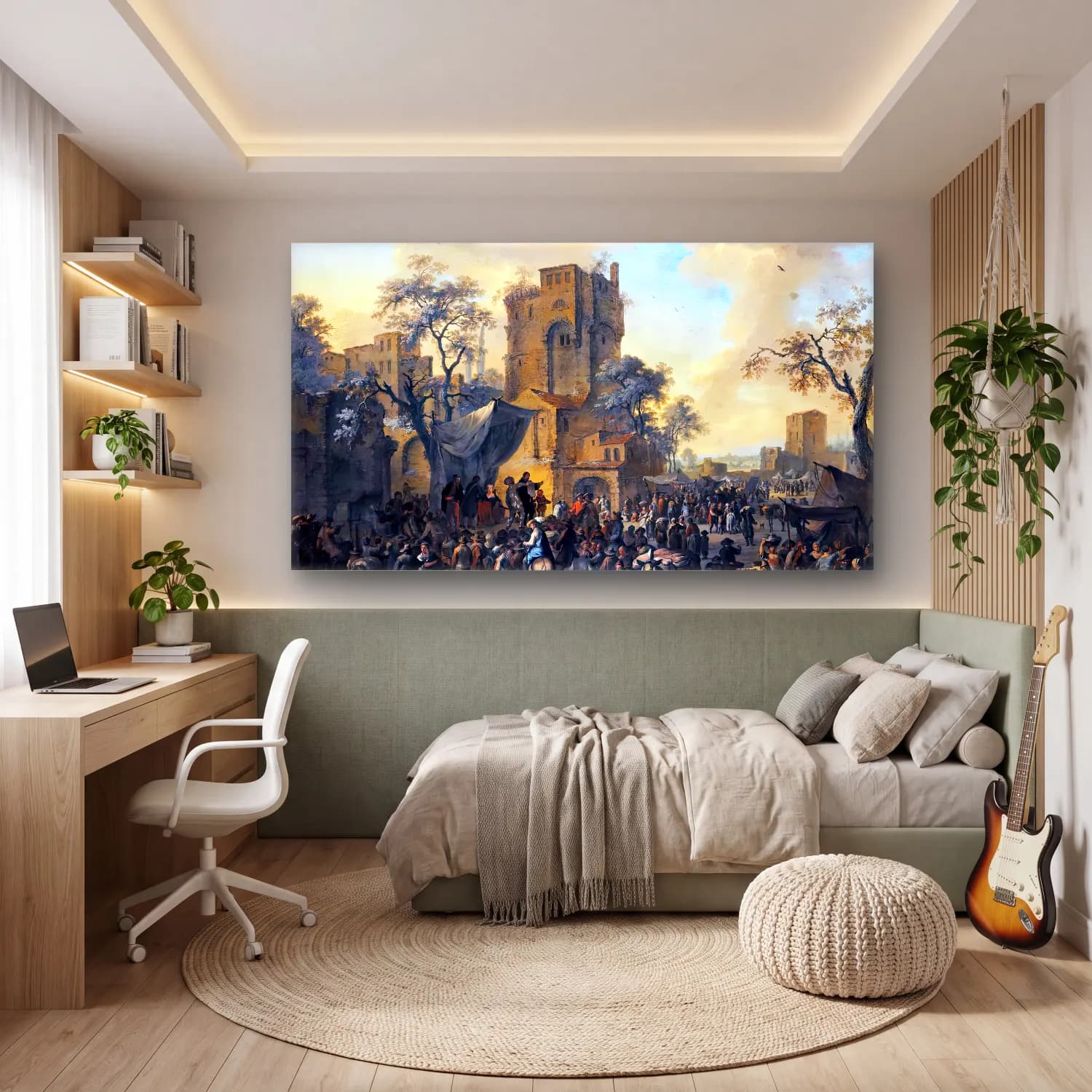 Franz de Paula Ferg – Italianate Village Landscape cam tablo — genç odasında