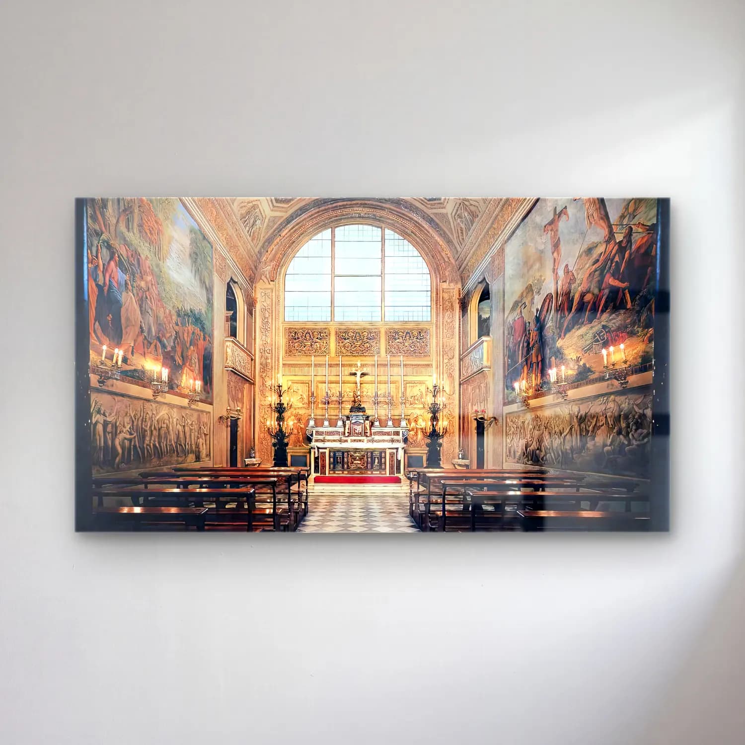 Luigi Ademollo – View of the Palatine Chapel cam tablo — Luigi Ademollo – View of the Palatine Chapel — yağlı boya katedral