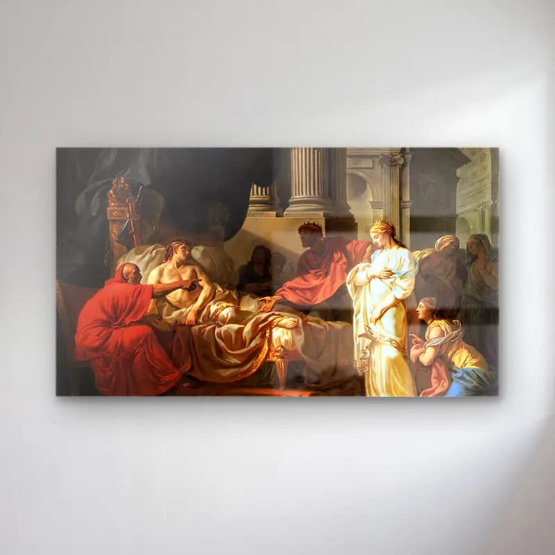 Jacques-Louis David – Antiochus and Stratonica cam tablo — Jacques-Louis David – Antiochus and Stratonica — yağlı boya mitolojik sahne