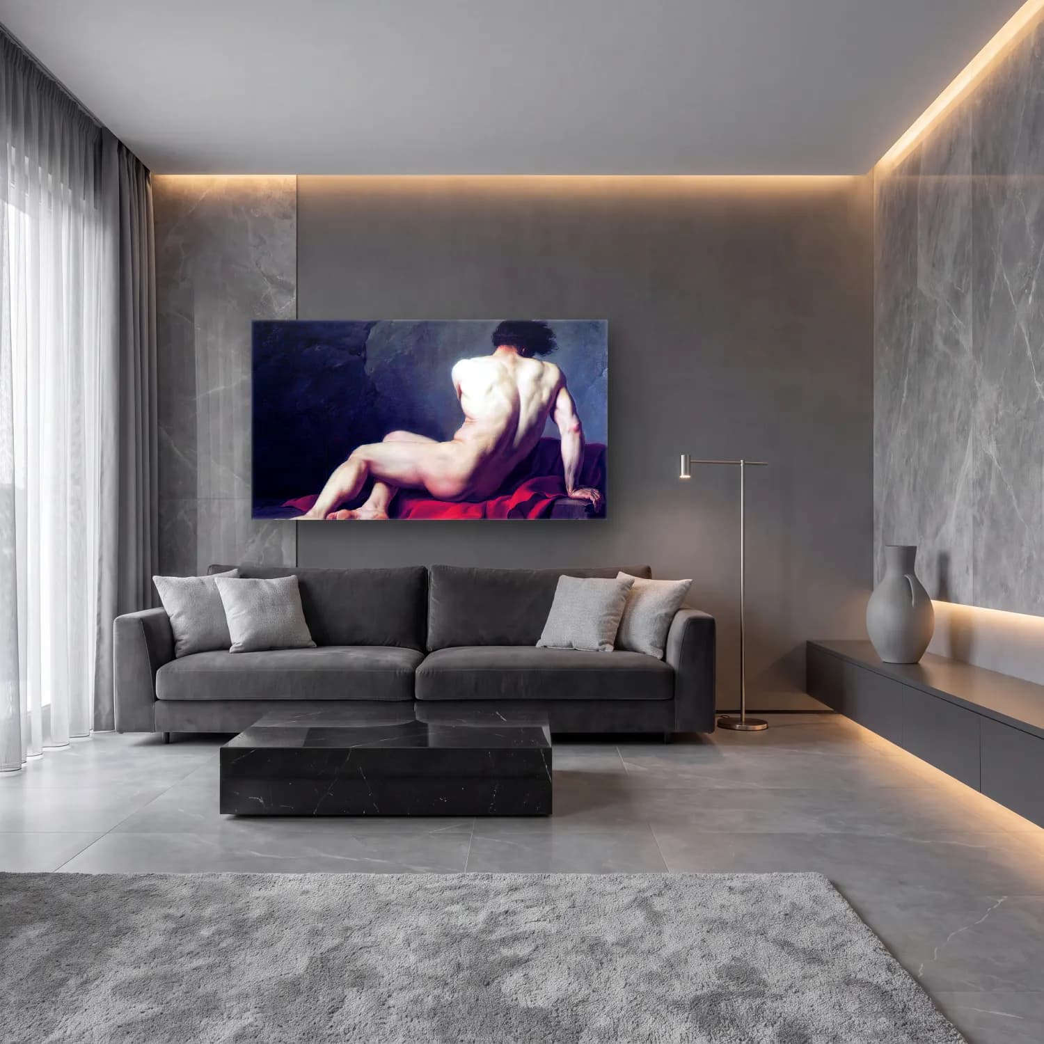 Jacques-Louis David – Patroclus cam tablo — lüks salon duvarında