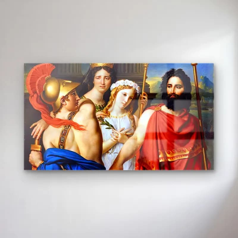 Jacques-Louis David – The Anger of Achilles, or Sacrifice of Iphigénie cam tablo — Jacques-Louis David – The Anger of Achilles, or Sacrifice of Iphigénie — yağlı boya mitolojik sahne