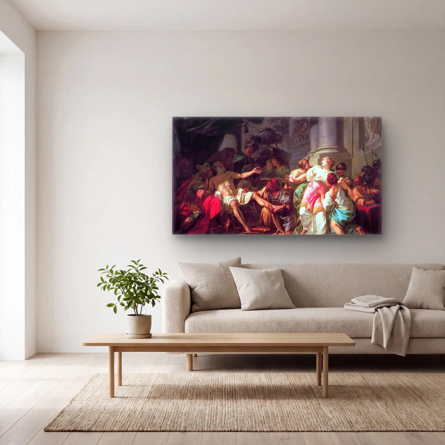 Jacques-Louis David – The Death of Seneca cam tablo — açık renk salonda