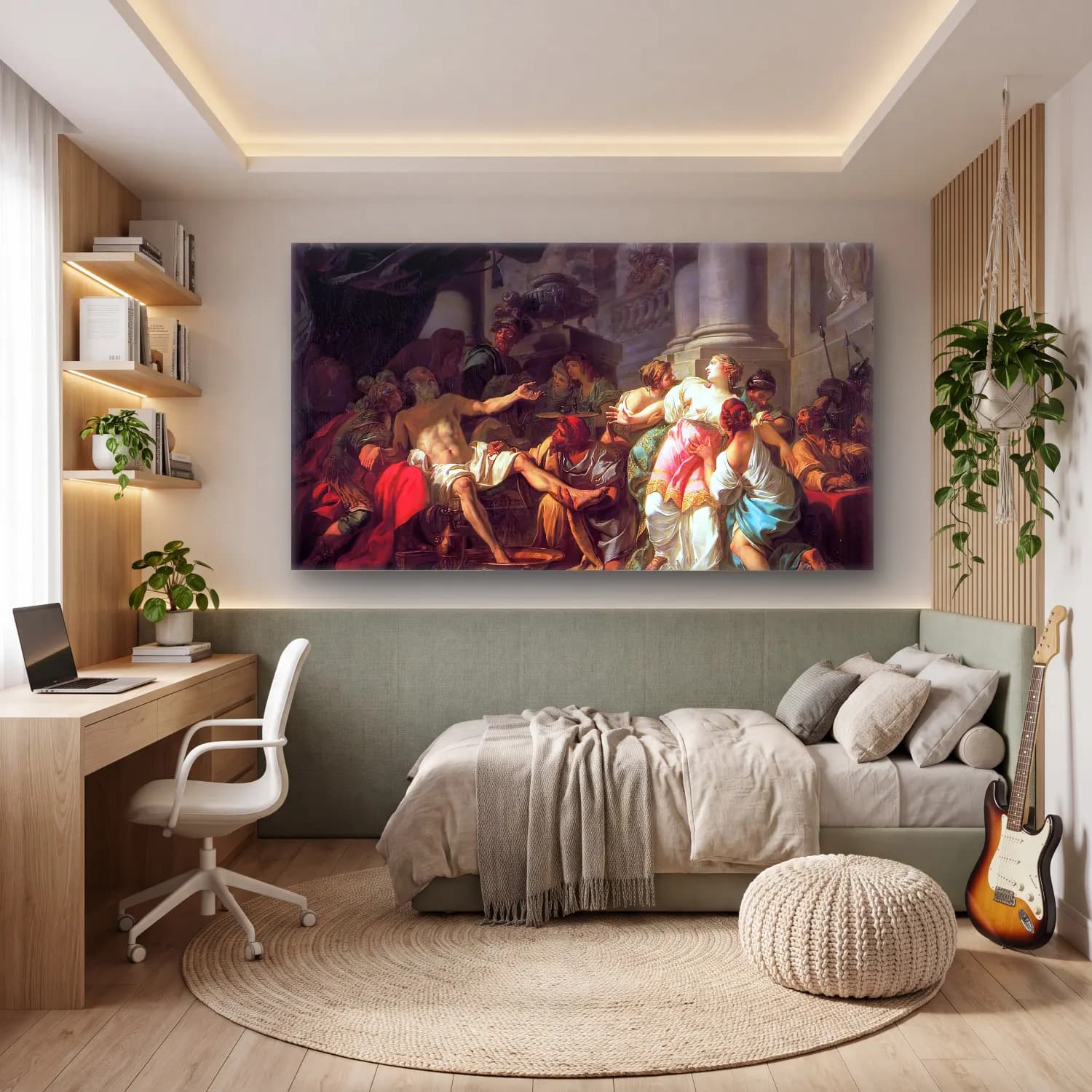 Jacques-Louis David – The Death of Seneca cam tablo — genç odasında