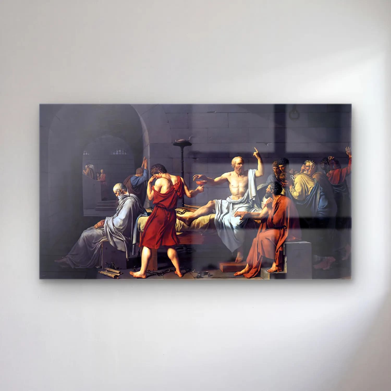 Jacques-Louis David – The Death of Socrates cam tablo — Jacques-Louis David – The Death of Socrates — yağlı boya savaş sahnesi