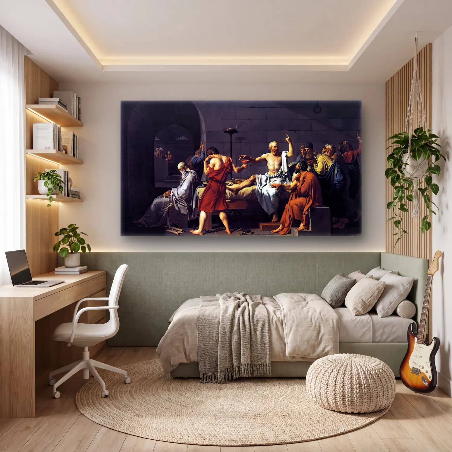 Jacques-Louis David – The Death of Socrates cam tablo — genç odasında