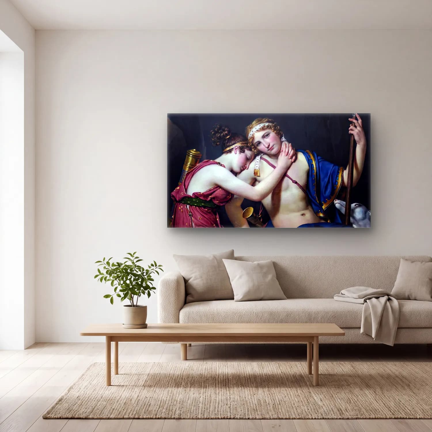 Jacques-Louis David – The Farewell of Telemachus and Eucharis cam tablo — açık renk salonda