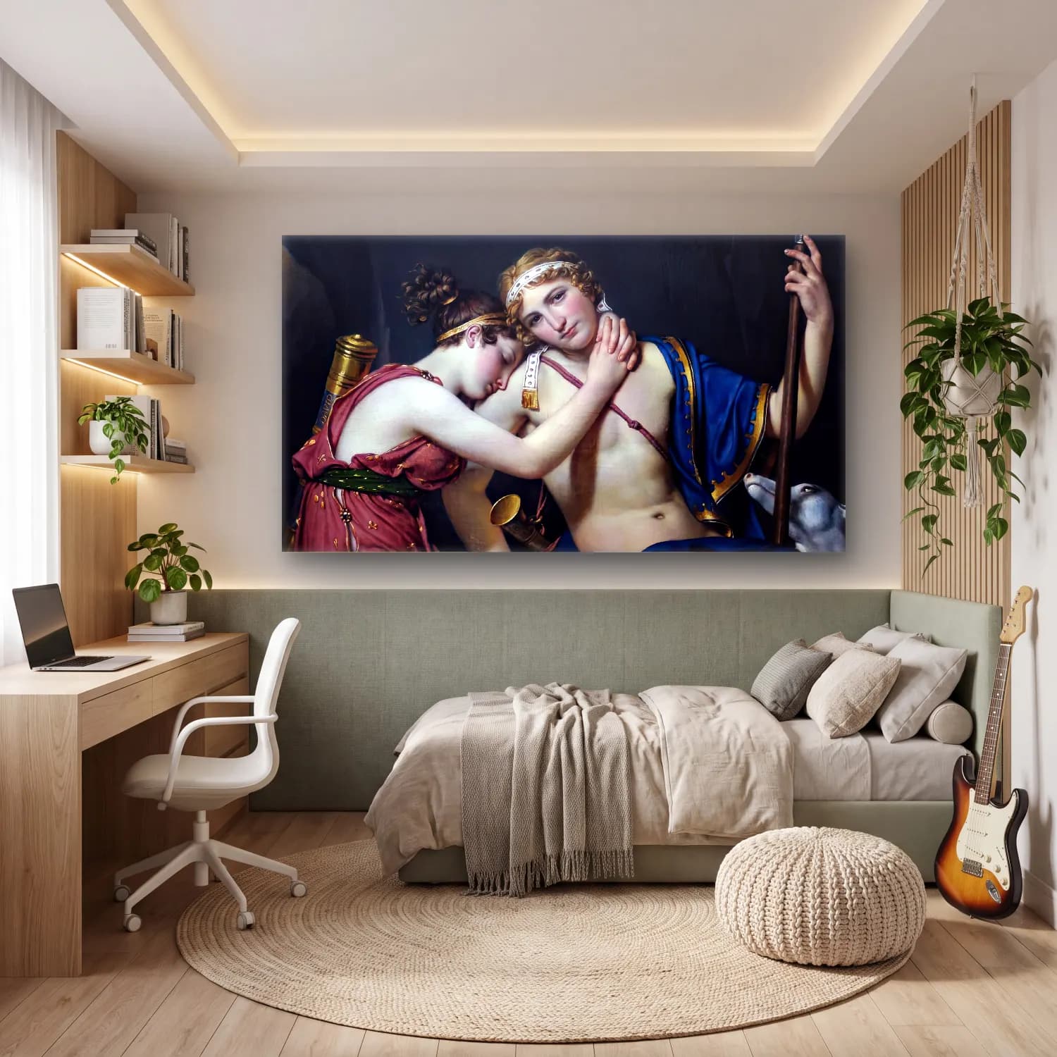 Jacques-Louis David – The Farewell of Telemachus and Eucharis cam tablo — genç odasında