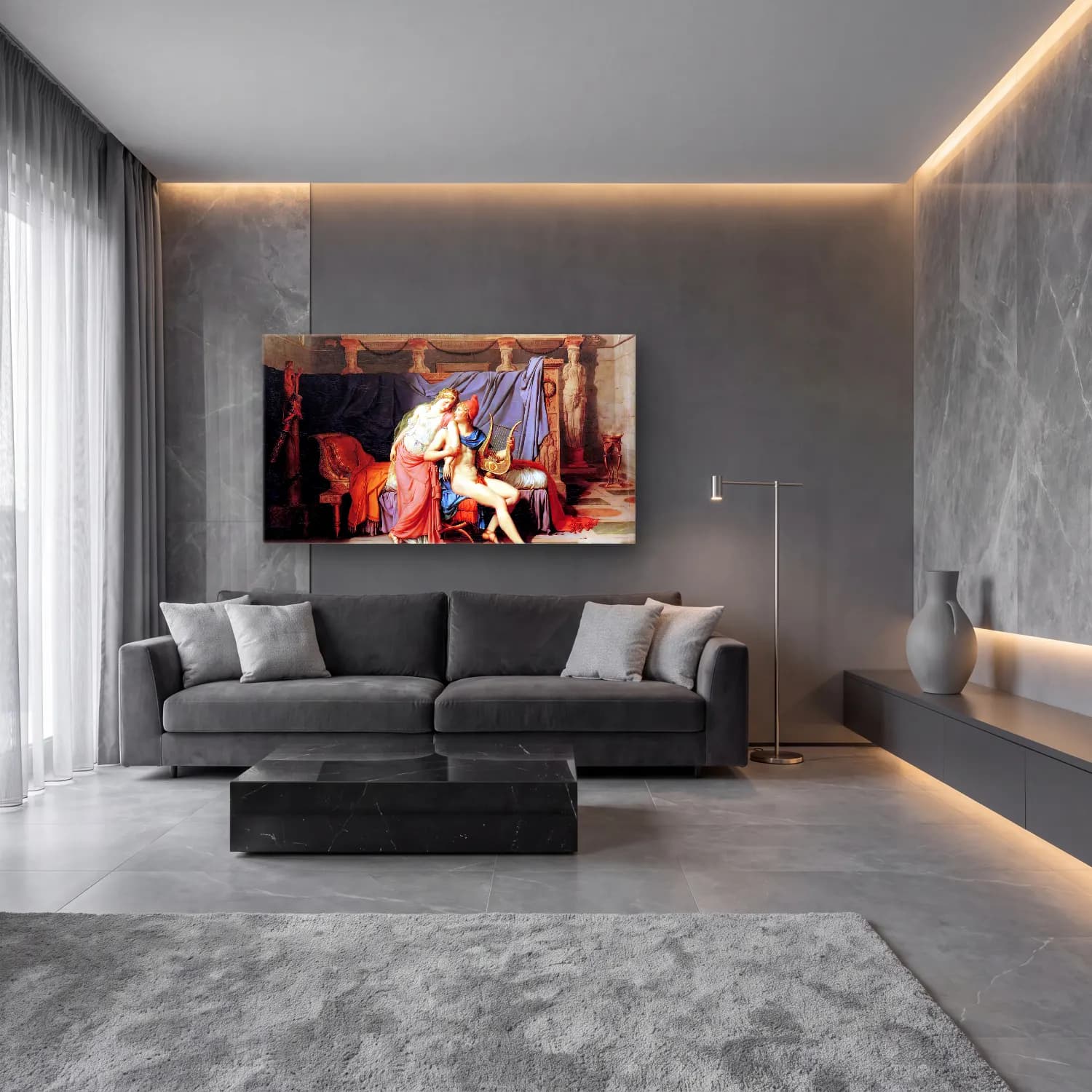 Jacques-Louis David – The Loves of Paris and Helen cam tablo — lüks salon duvarında