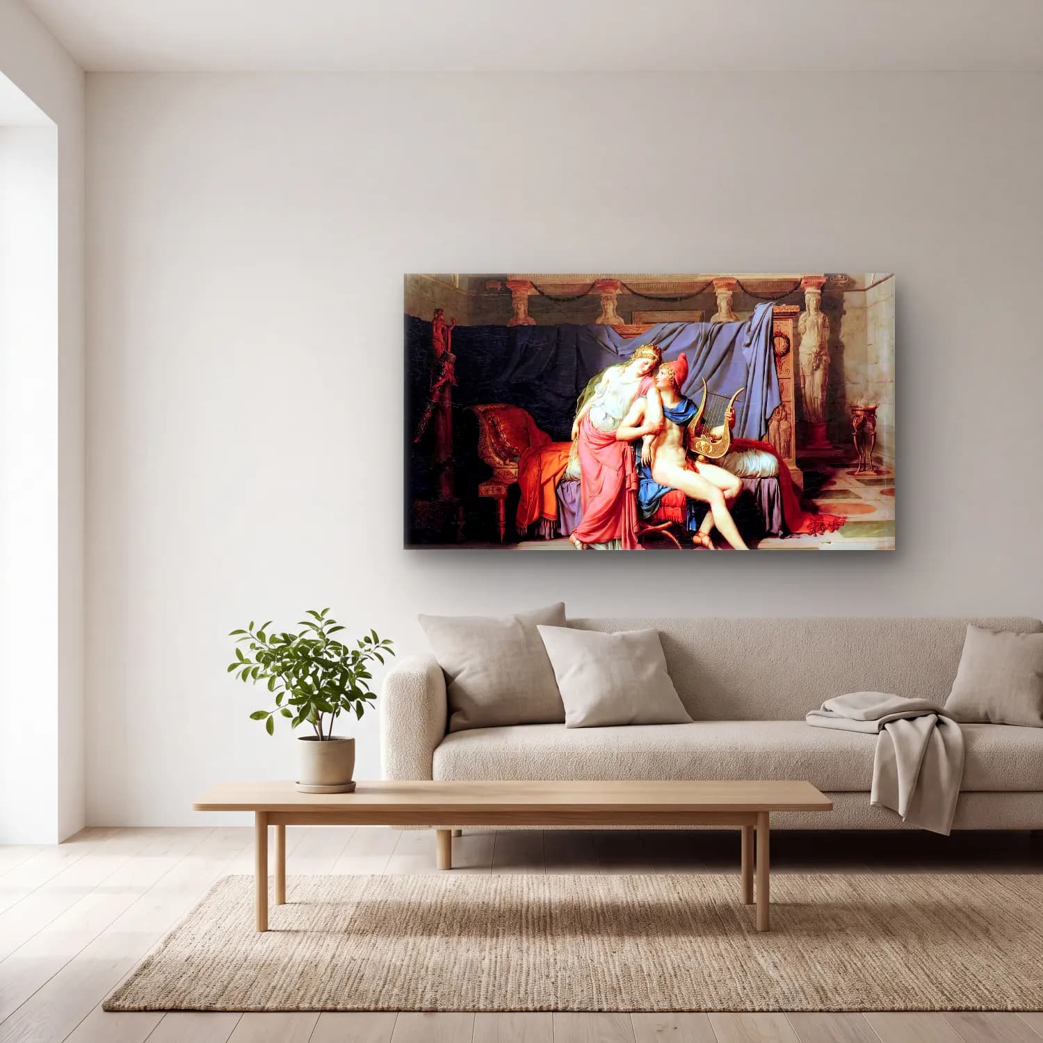Jacques-Louis David – The Loves of Paris and Helen cam tablo — açık renk salonda