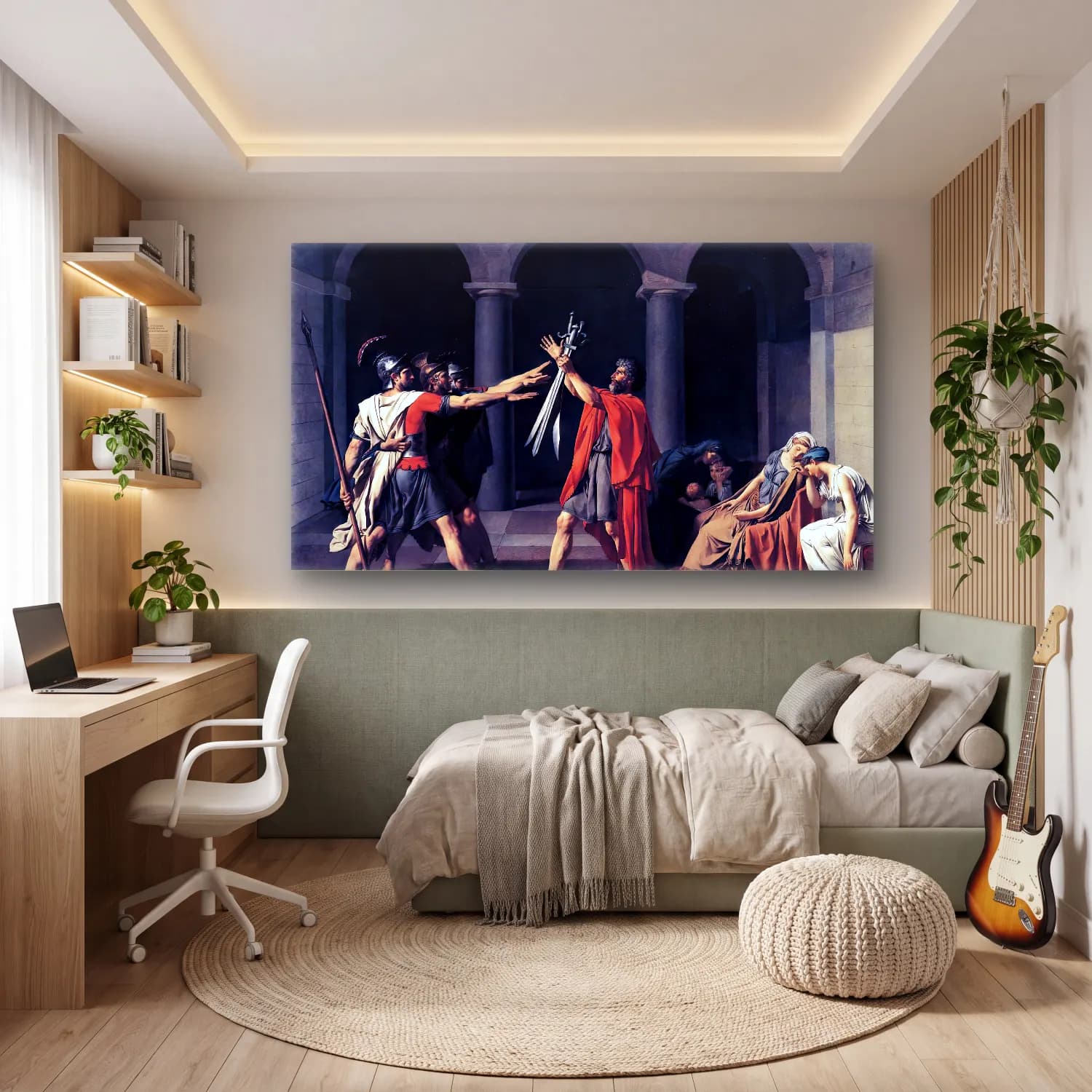 Jacques-Louis David – The Oath of the Horatii cam tablo — genç odasında