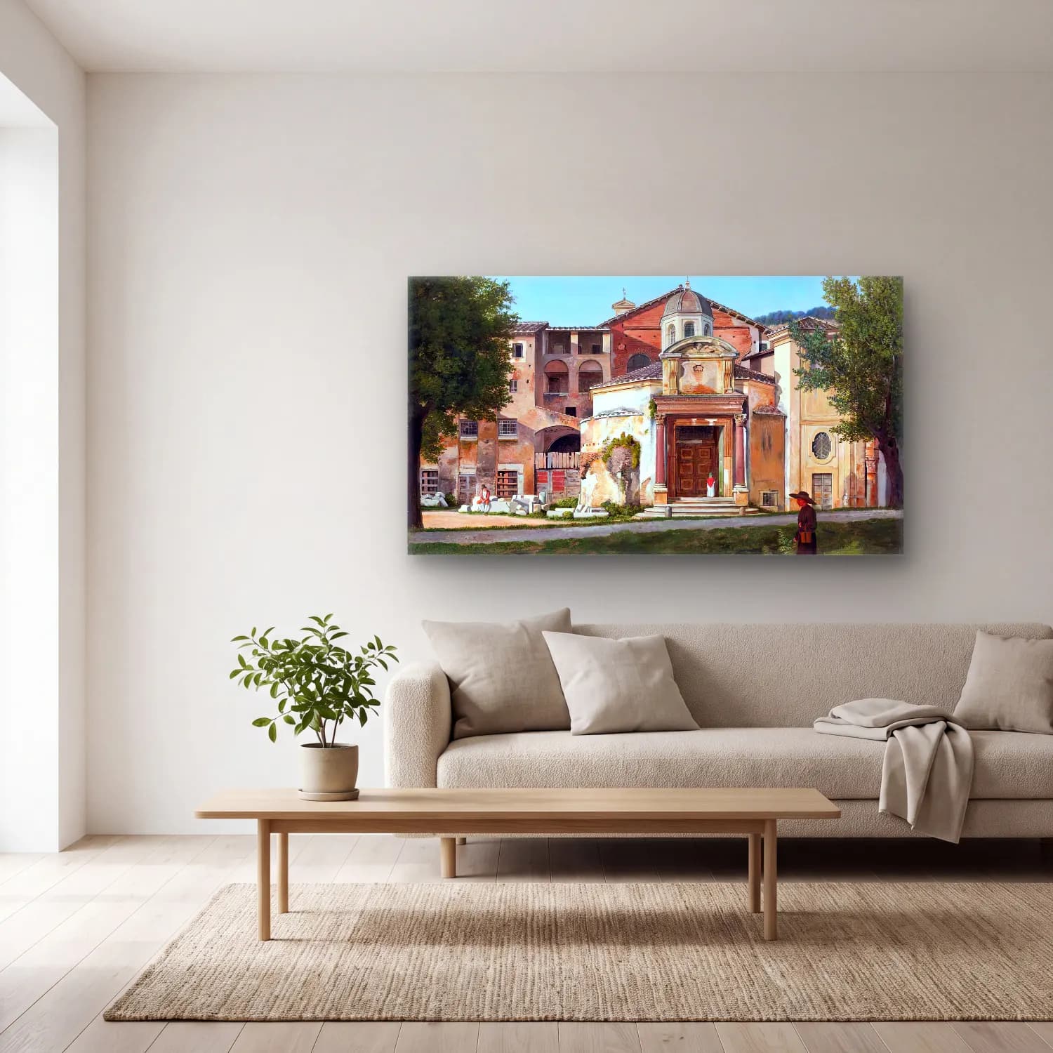 Christoffer Wilhelm Eckersberg – A Section of the Via Sacra, Rome cam tablo — açık renk salonda