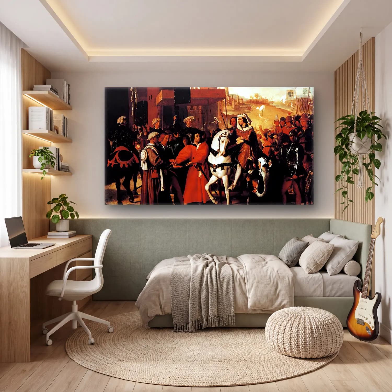 Jean-Auguste-Dominique Ingres – The Entry of the Future Charles V into Paris in cam tablo — genç odasında