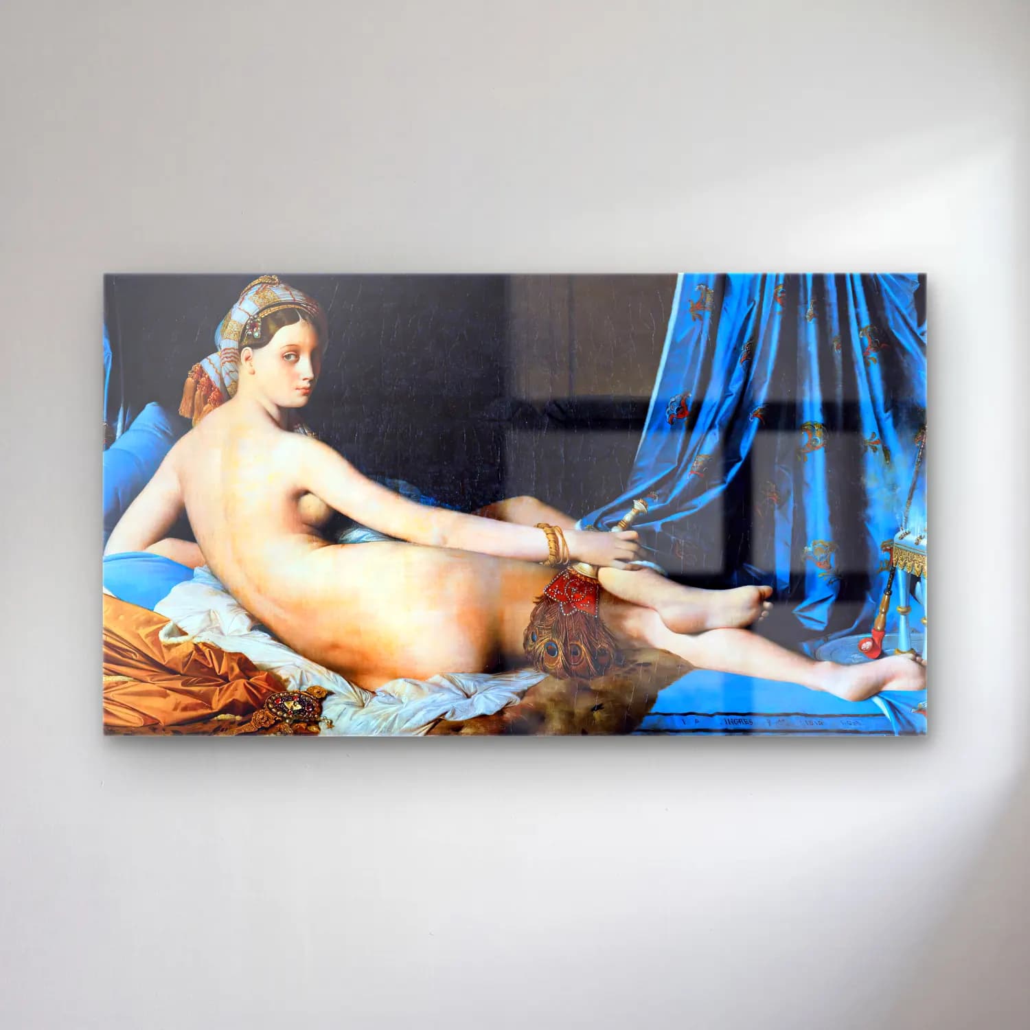 Jean-Auguste-Dominique Ingres – The Grand Odalisque cam tablo — Jean-Auguste-Dominique Ingres – The Grand Odalisque — yağlı boya figür çalışması