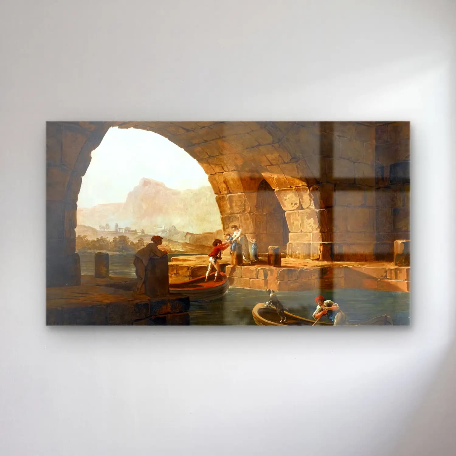 Hubert Robert – Figures under a Bridge (detail) cam tablo — Hubert Robert – Figures under a Bridge (detail) — yağlı boya dini sahne