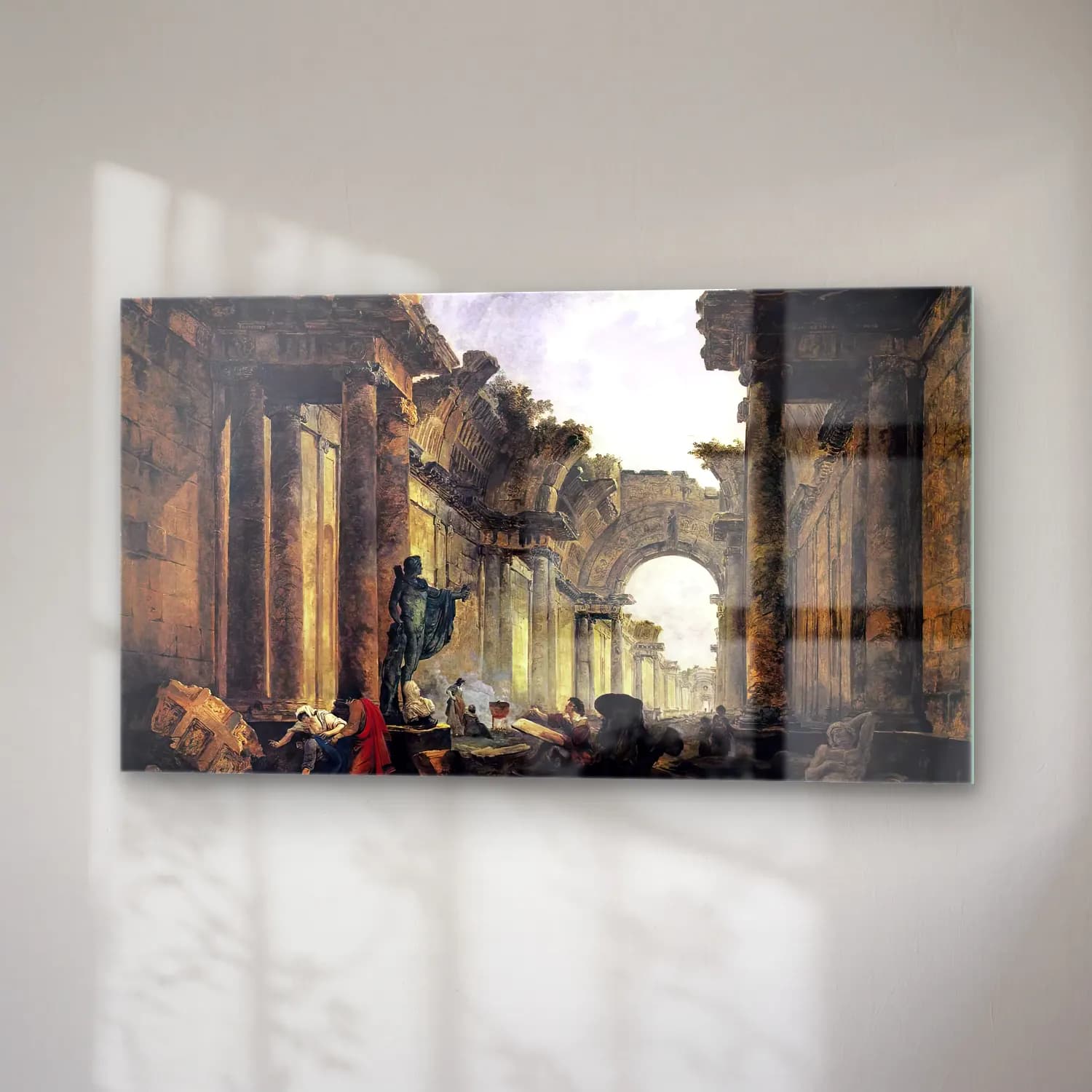 Hubert Robert – Imaginary View of the Grande Galerie in the Louvre in Ruins cam tablo — sağ açıdan görünüm
