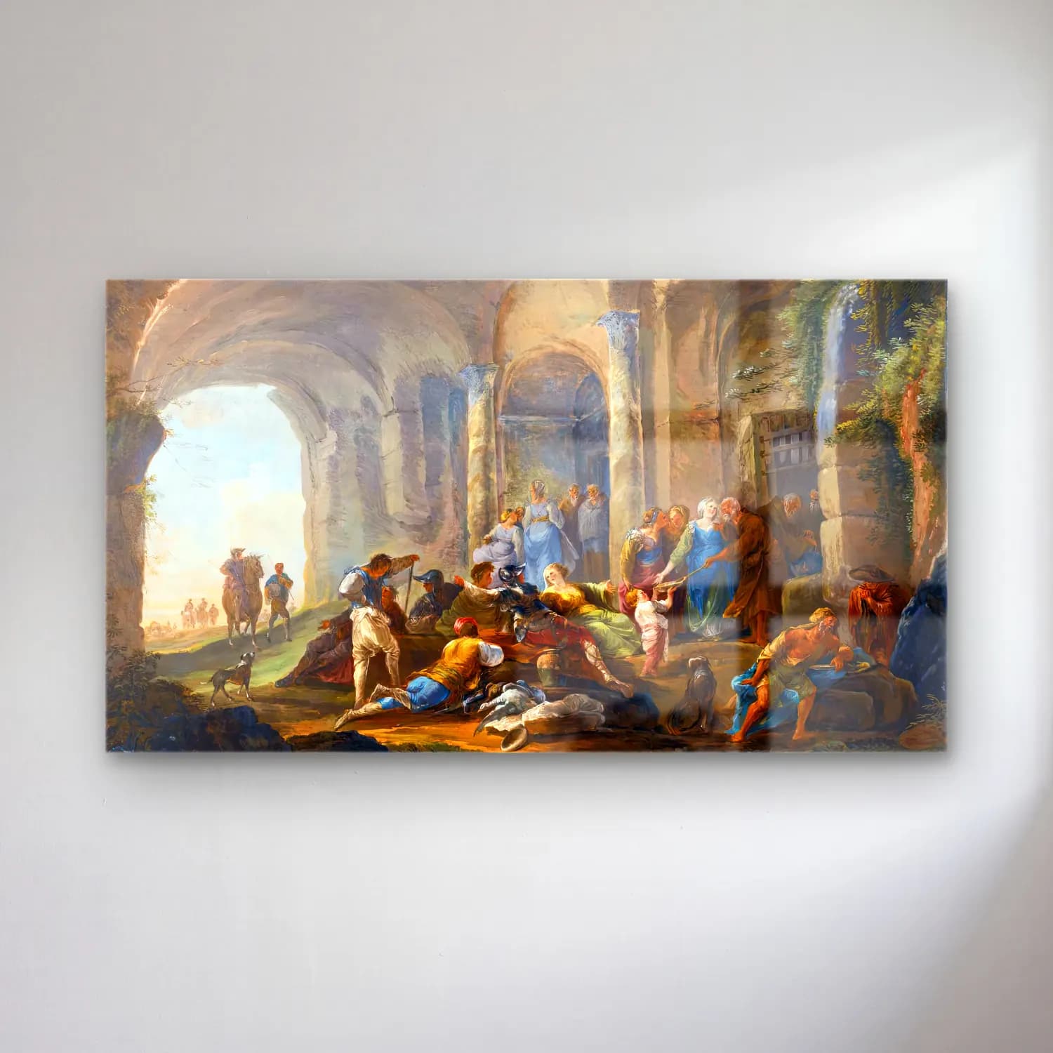 Hubert Robert – Roman Figures under an Arcade cam tablo — Hubert Robert – Roman Figures under an Arcade — yağlı boya dini sahne