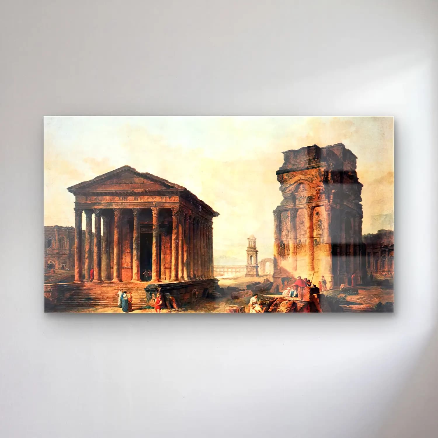 Hubert Robert – Ruins at Nimes cam tablo — Hubert Robert – Ruins at Nimes — yağlı boya antik kalıntılar