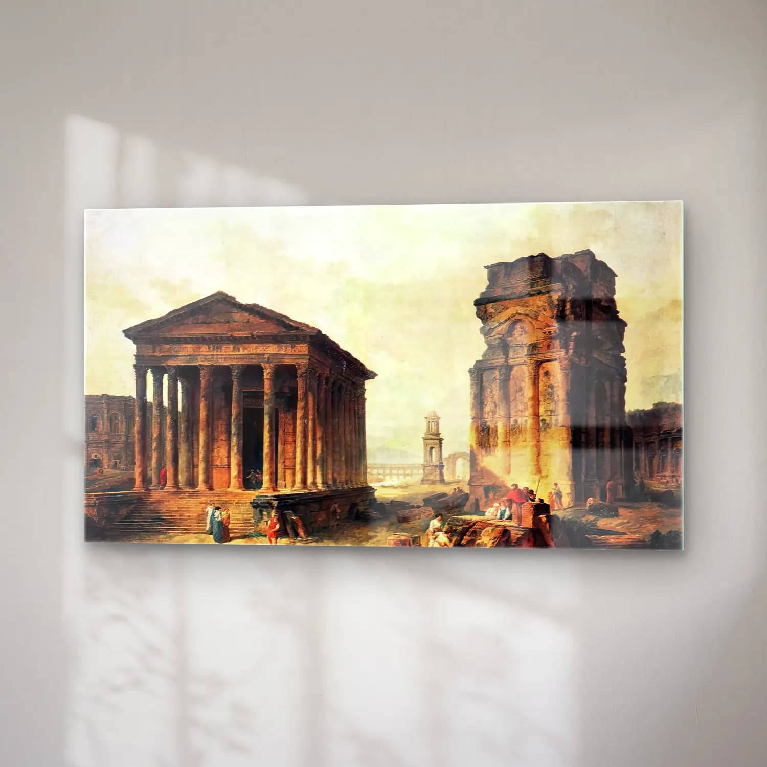 Hubert Robert – Ruins at Nimes cam tablo — sağ açıdan görünüm