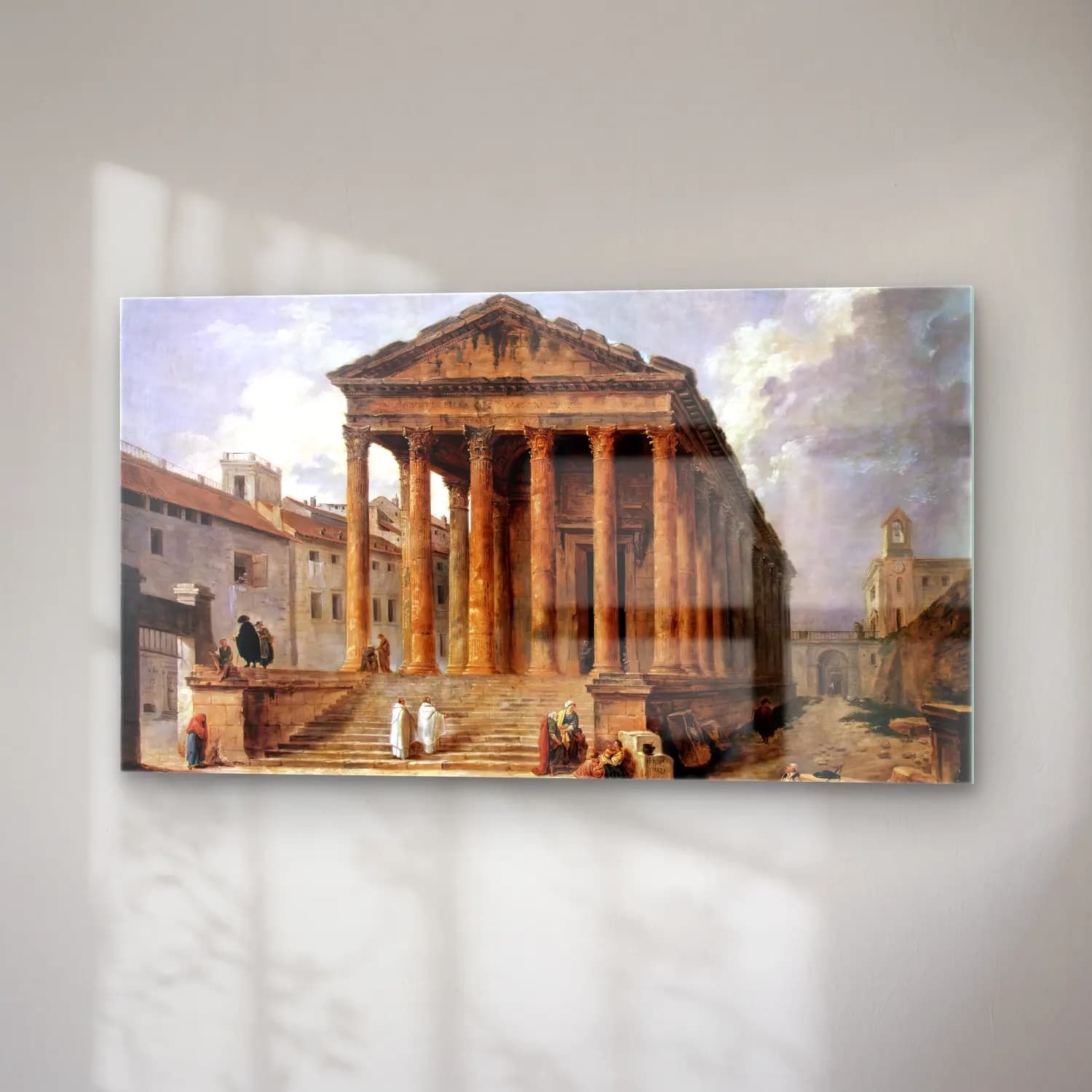 Hubert Robert – The Maison Carée in Nimes cam tablo — sağ açıdan görünüm