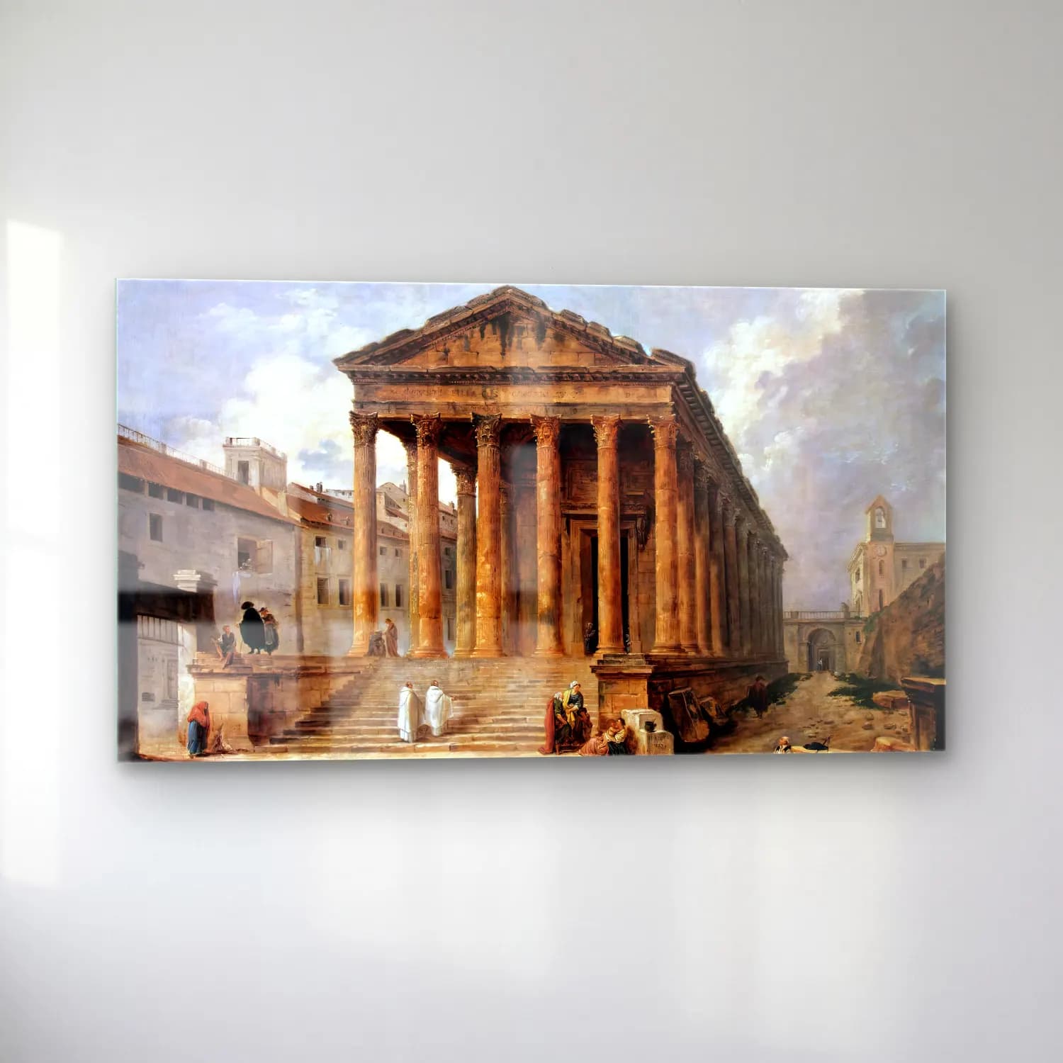 Hubert Robert – The Maison Carée in Nimes cam tablo — sol açıdan görünüm