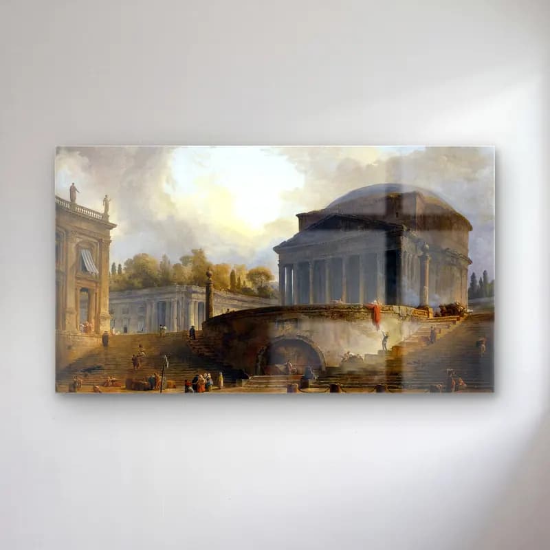 Hubert Robert – View of Ripetta cam tablo — Hubert Robert – View of Ripetta — yağlı boya antik kalıntılar
