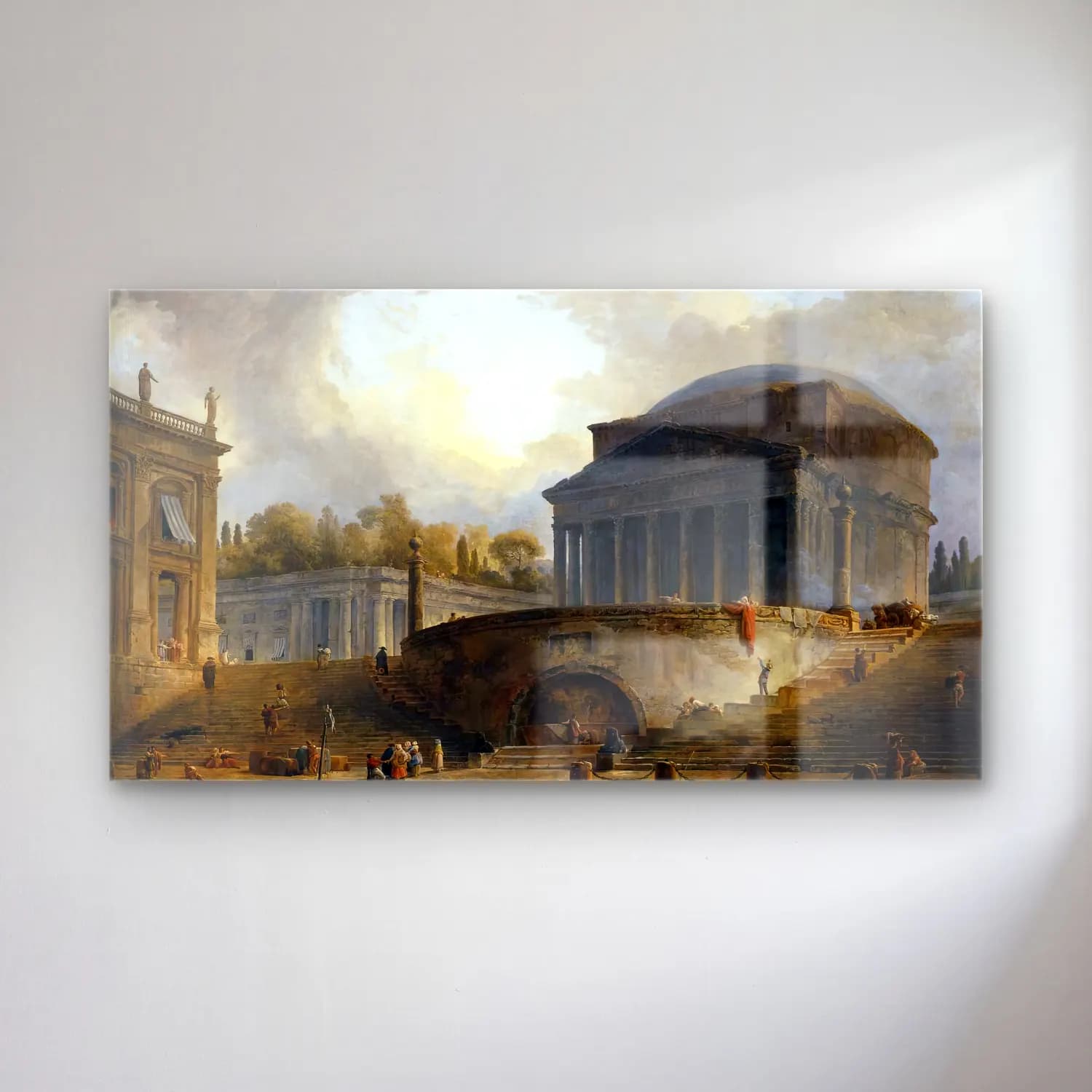 Hubert Robert – View of Ripetta cam tablo — Hubert Robert – View of Ripetta — yağlı boya antik kalıntılar