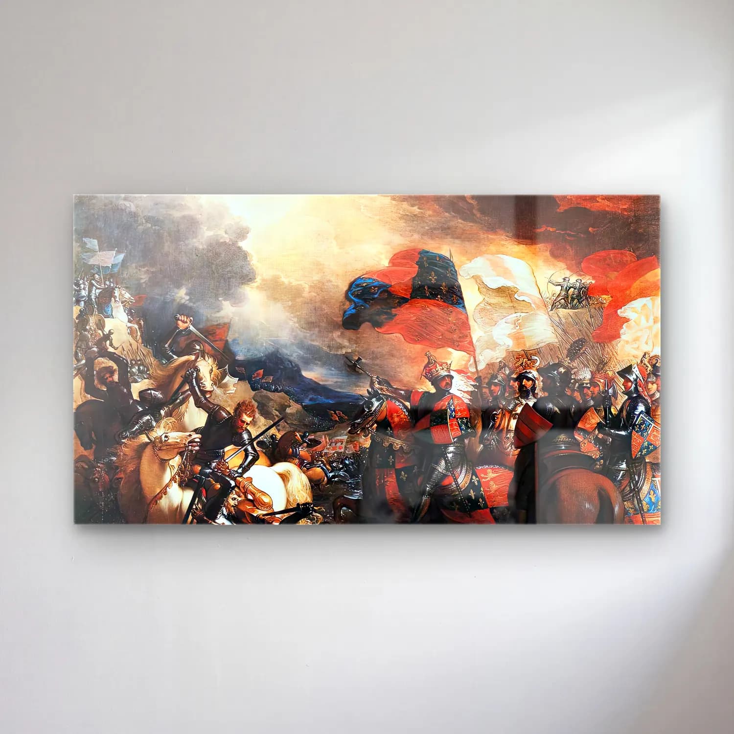 Benjamin West – Edward Iii Crossing the Somme cam tablo — Benjamin West – Edward Iii Crossing the Somme — vintage savaş sahnesi