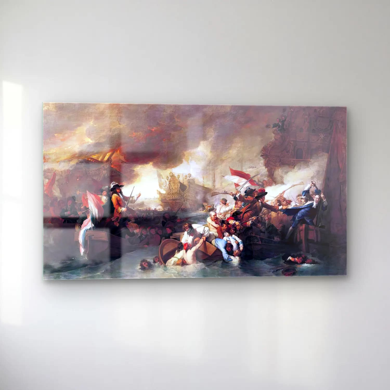 Benjamin West – The Battle of La Hogue cam tablo — sol açıdan görünüm