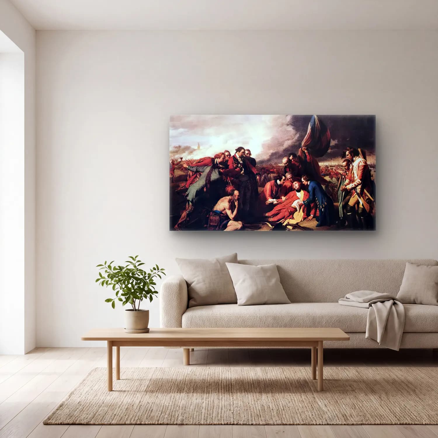 Benjamin West – The Death of General Wolfe cam tablo — açık renk salonda