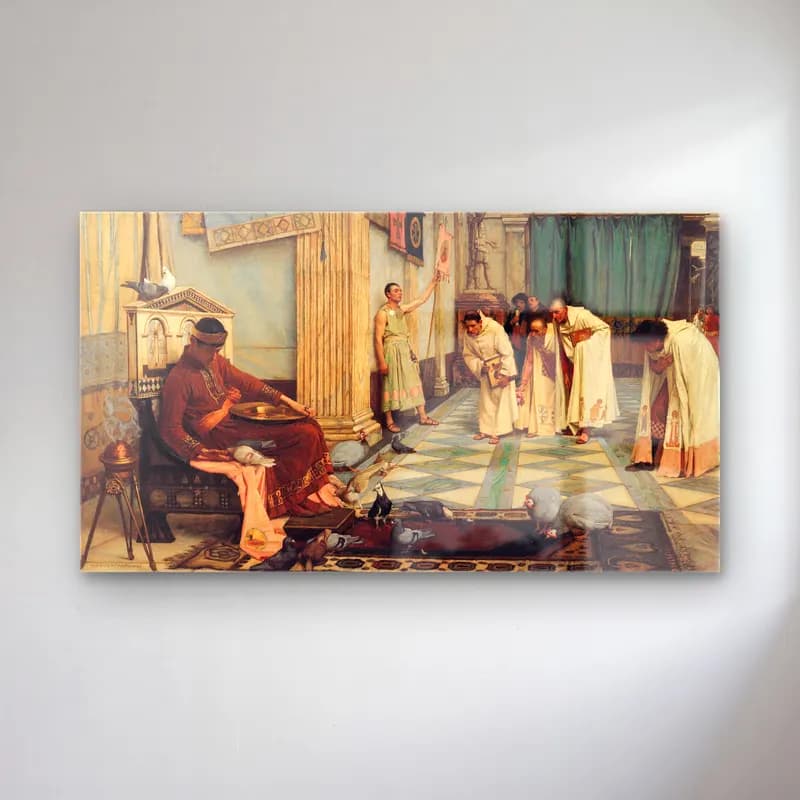 John William Waterhouse – The Favourites of the Emperor Honorius cam tablo — John William Waterhouse – The Favourites of the Emperor Honorius — yağlı boya dini sahne