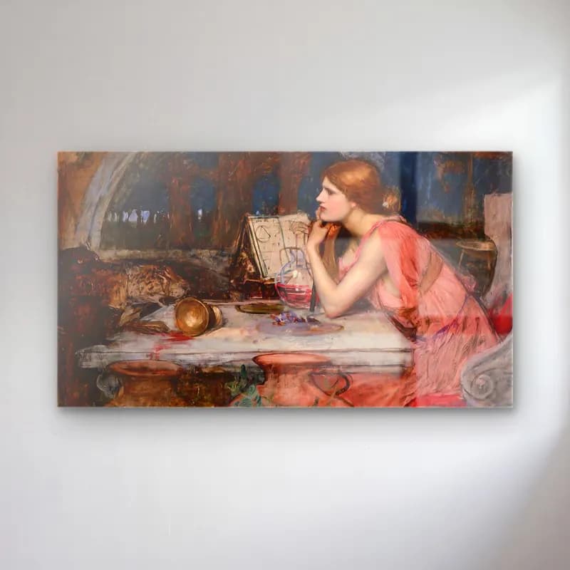 John William Waterhouse – The Sorceress cam tablo — John William Waterhouse – The Sorceress — empresyonist kitap okuyan kadın