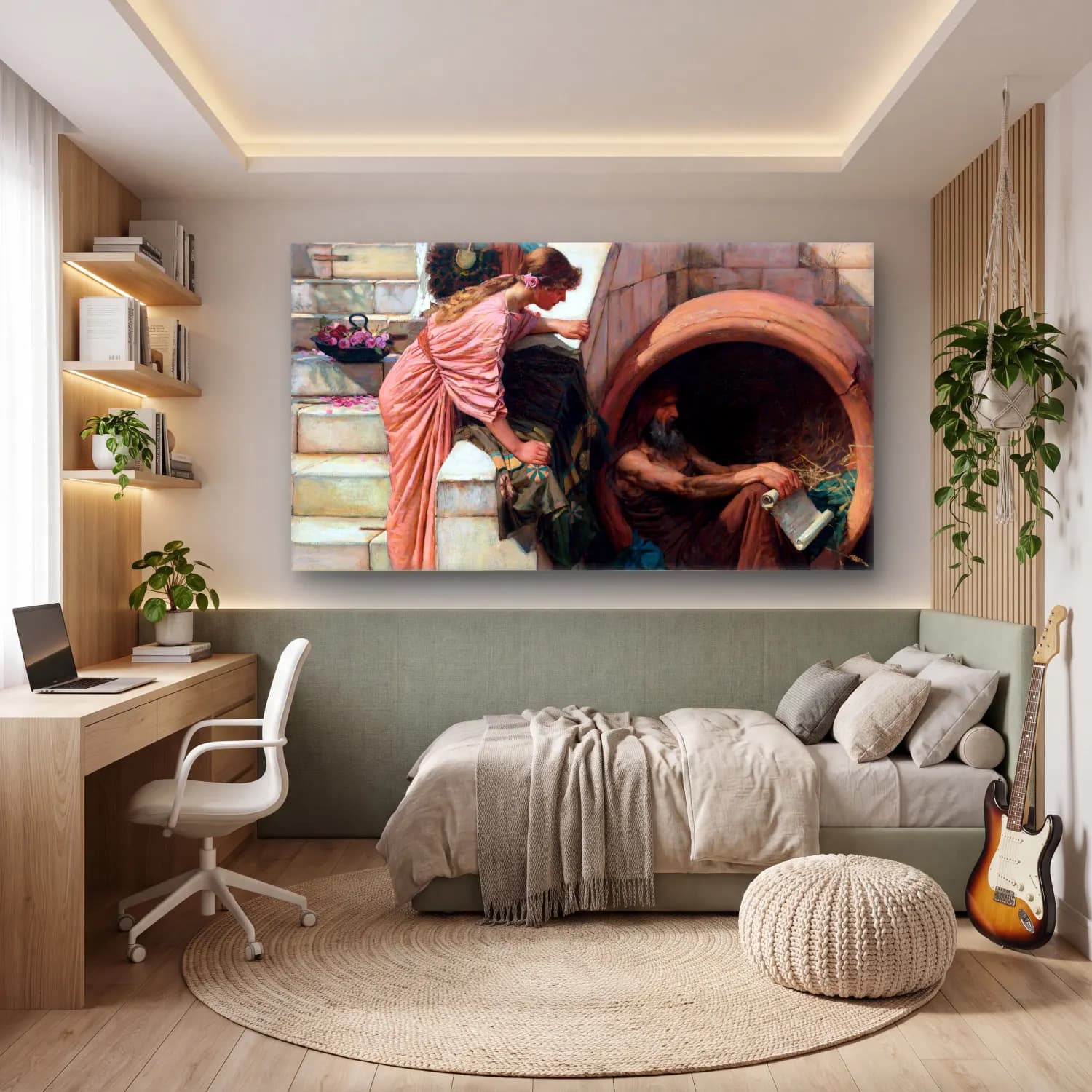 John William Waterhouse – Waterhouse-Diogenes cam tablo — genç odasında