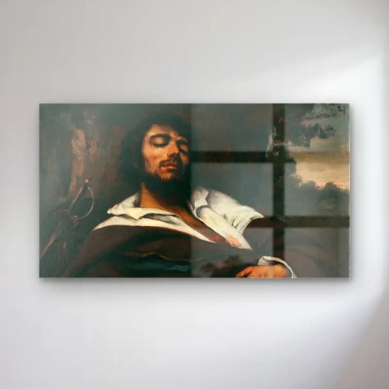 Gustave Courbet – Der Verwundete cam tablo — Gustave Courbet – Der Verwundete — yağlı boya erkek portresi