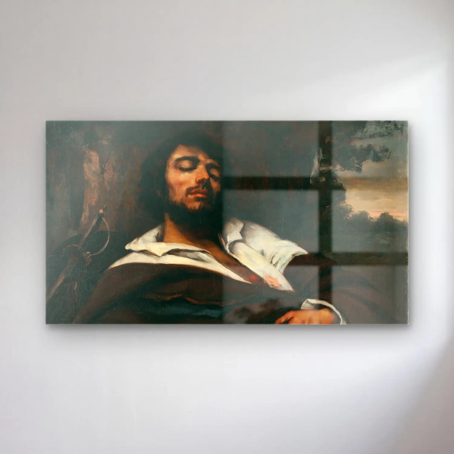 Gustave Courbet – Der Verwundete cam tablo — Gustave Courbet – Der Verwundete — yağlı boya erkek portresi