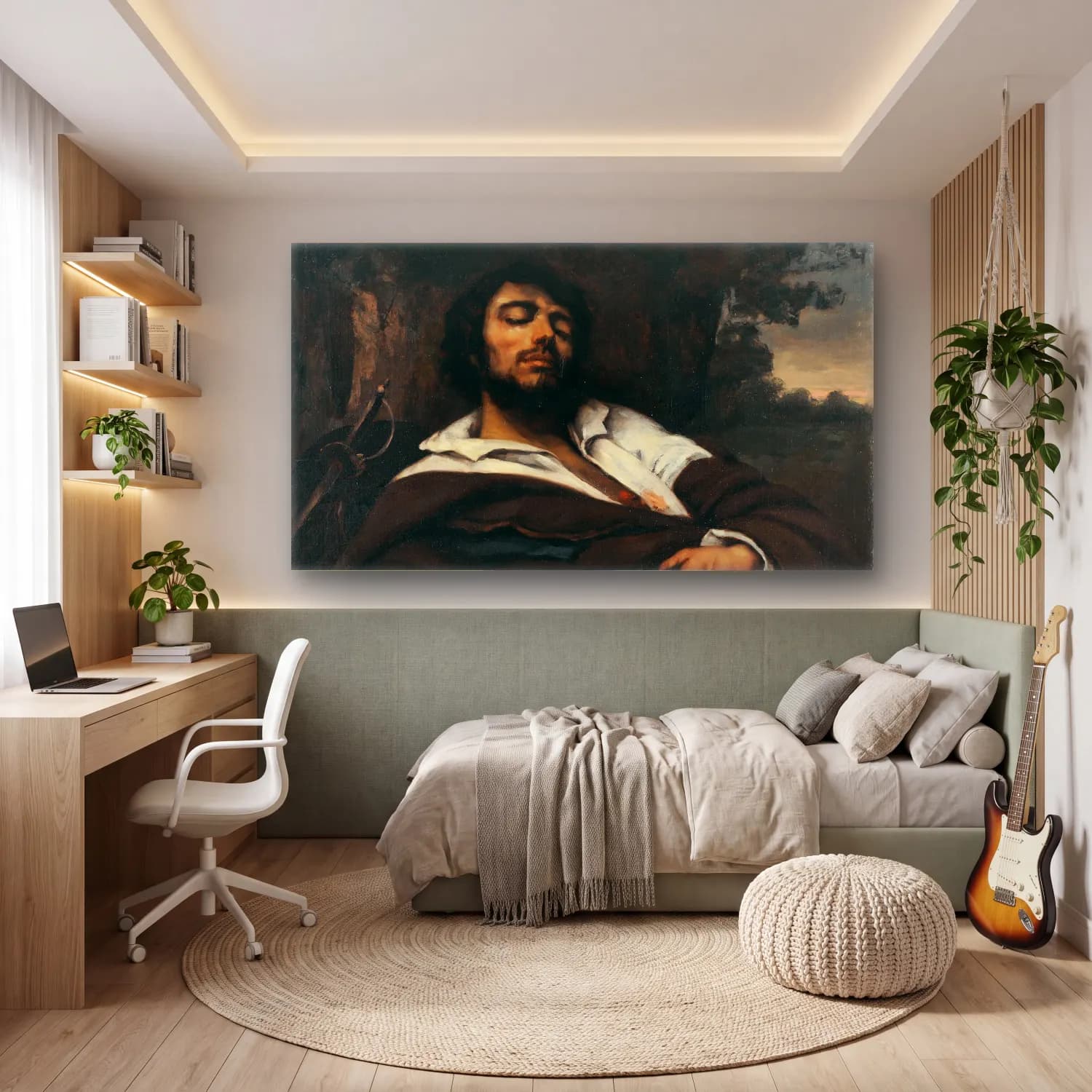 Gustave Courbet – Der Verwundete cam tablo — genç odasında