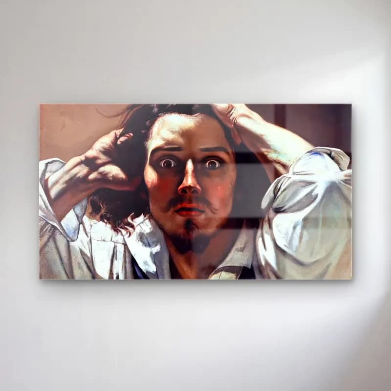 Gustave Courbet – The Desperate Man cam tablo — Gustave Courbet – The Desperate Man — yağlı boya erkek portresi