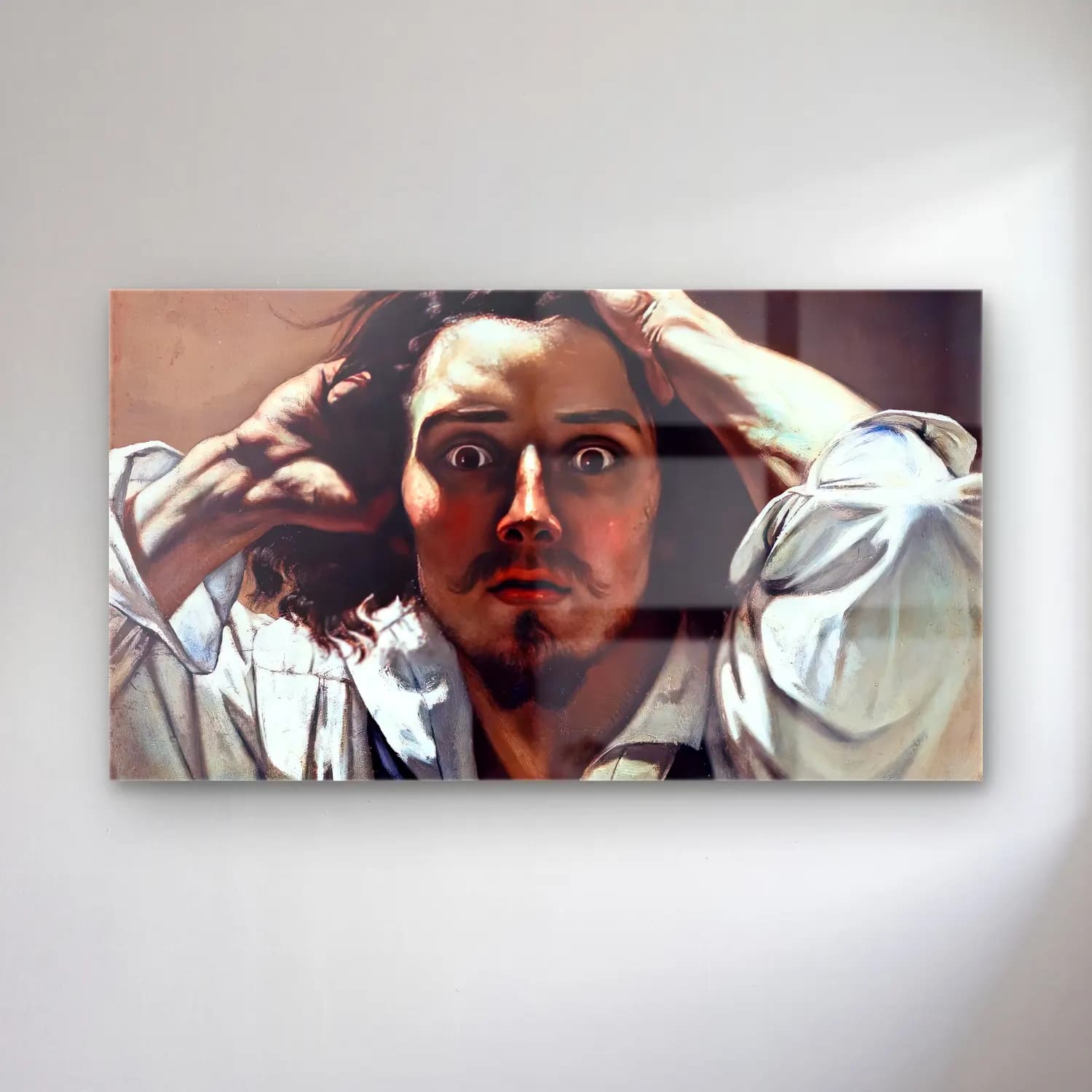 Gustave Courbet – The Desperate Man cam tablo — Gustave Courbet – The Desperate Man — yağlı boya erkek portresi