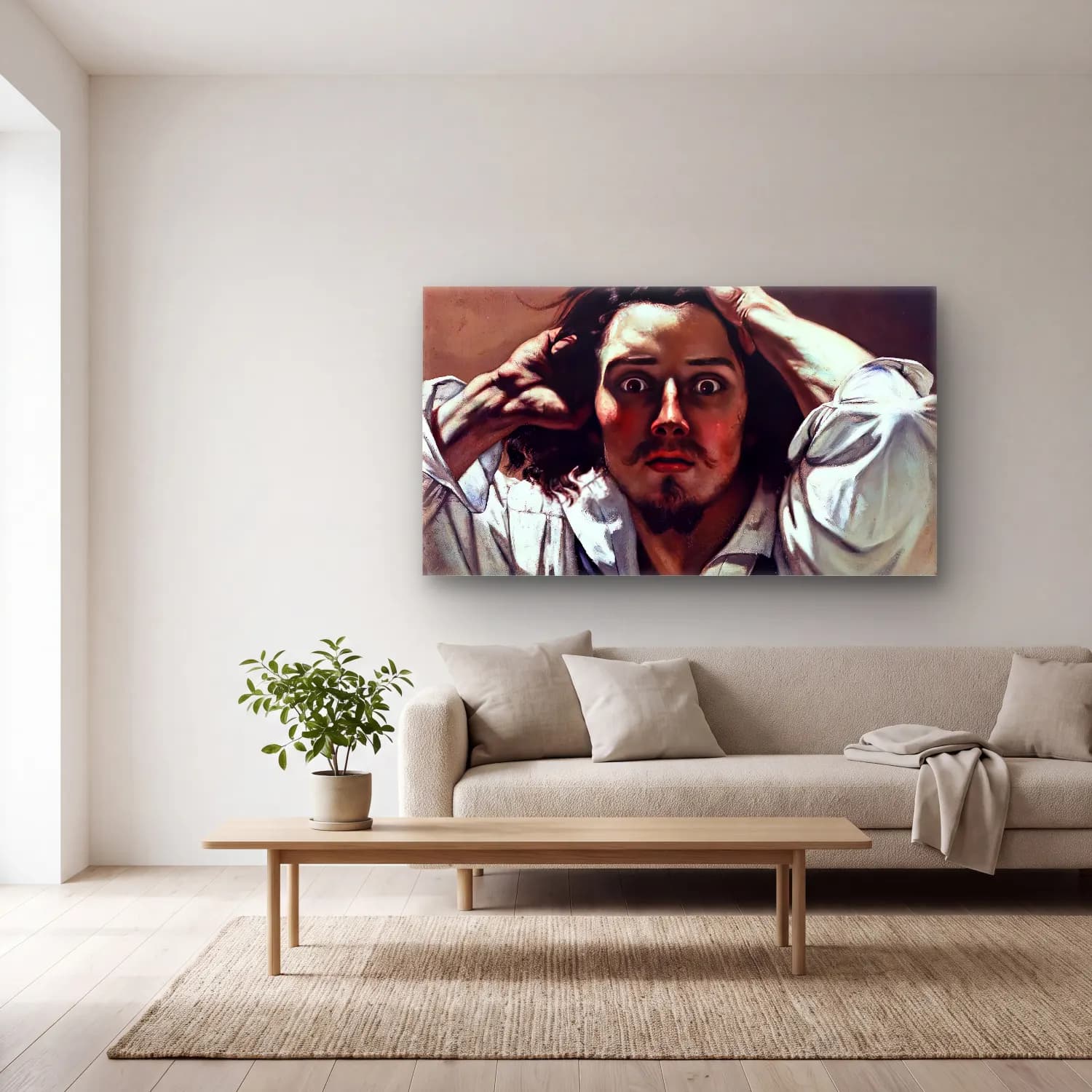 Gustave Courbet – The Desperate Man cam tablo — açık renk salonda