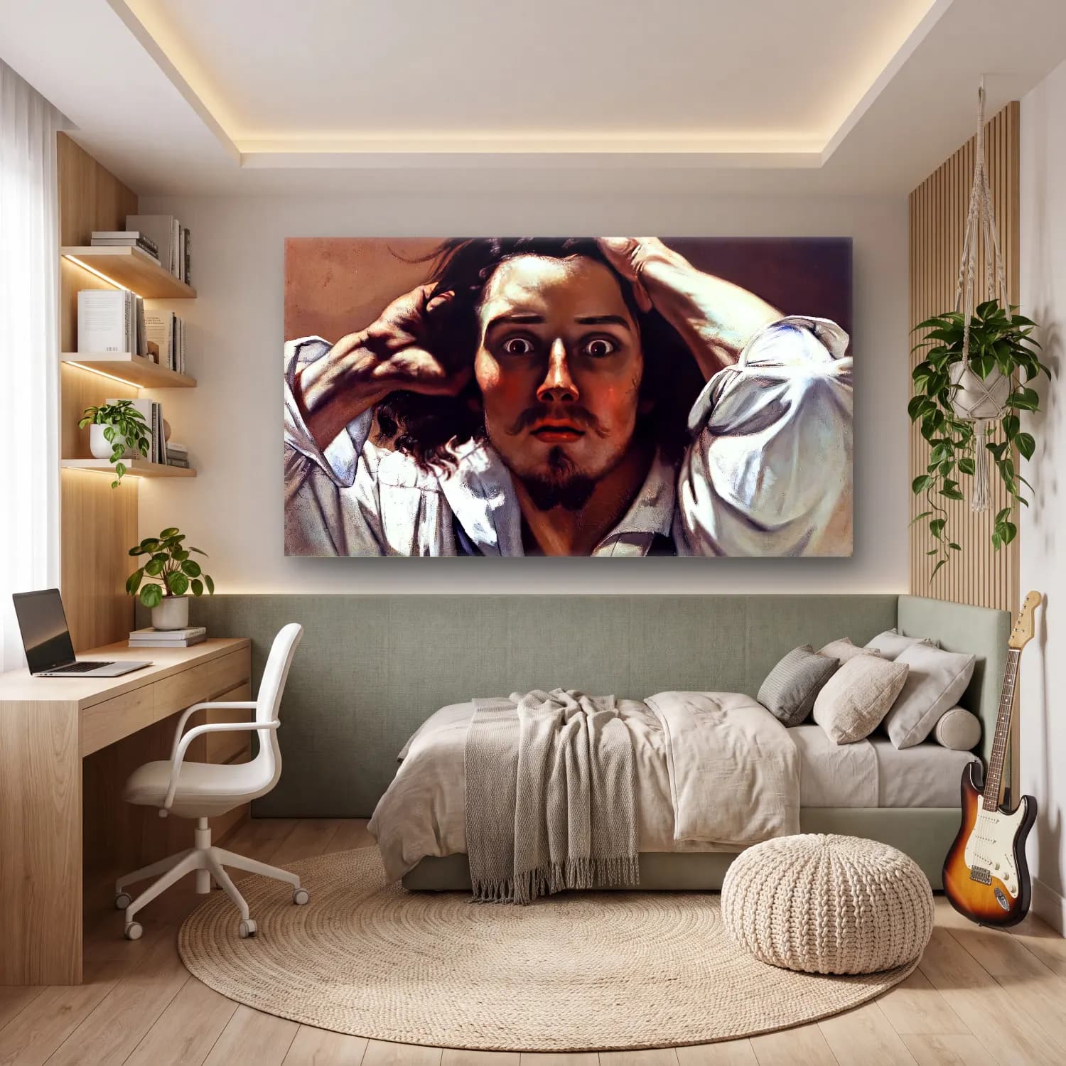 Gustave Courbet – The Desperate Man cam tablo — genç odasında