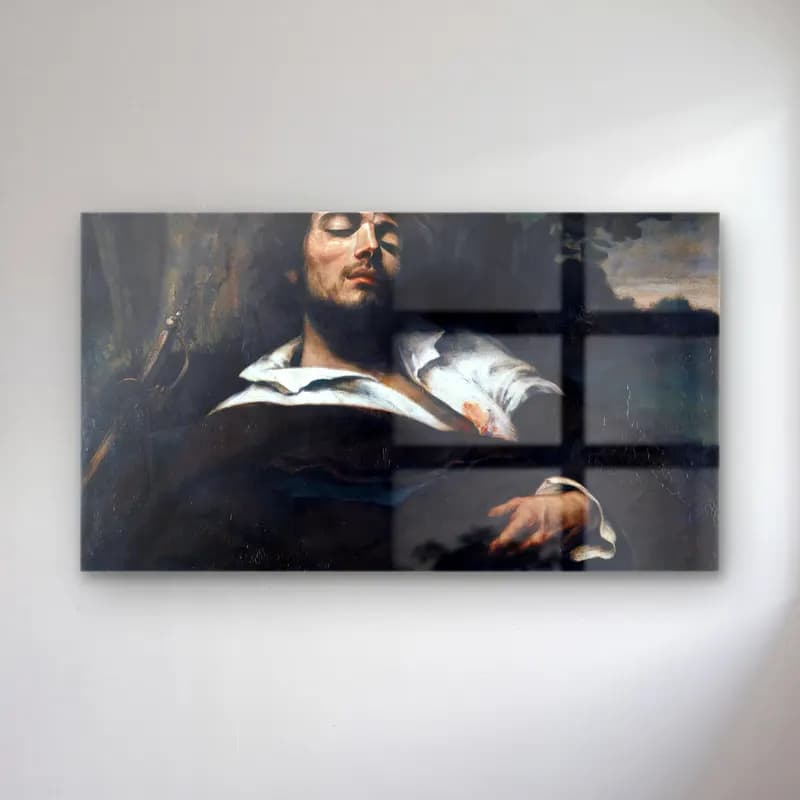 Gustave Courbet – Wounded Man cam tablo — Gustave Courbet – Wounded Man — yağlı boya erkek portresi