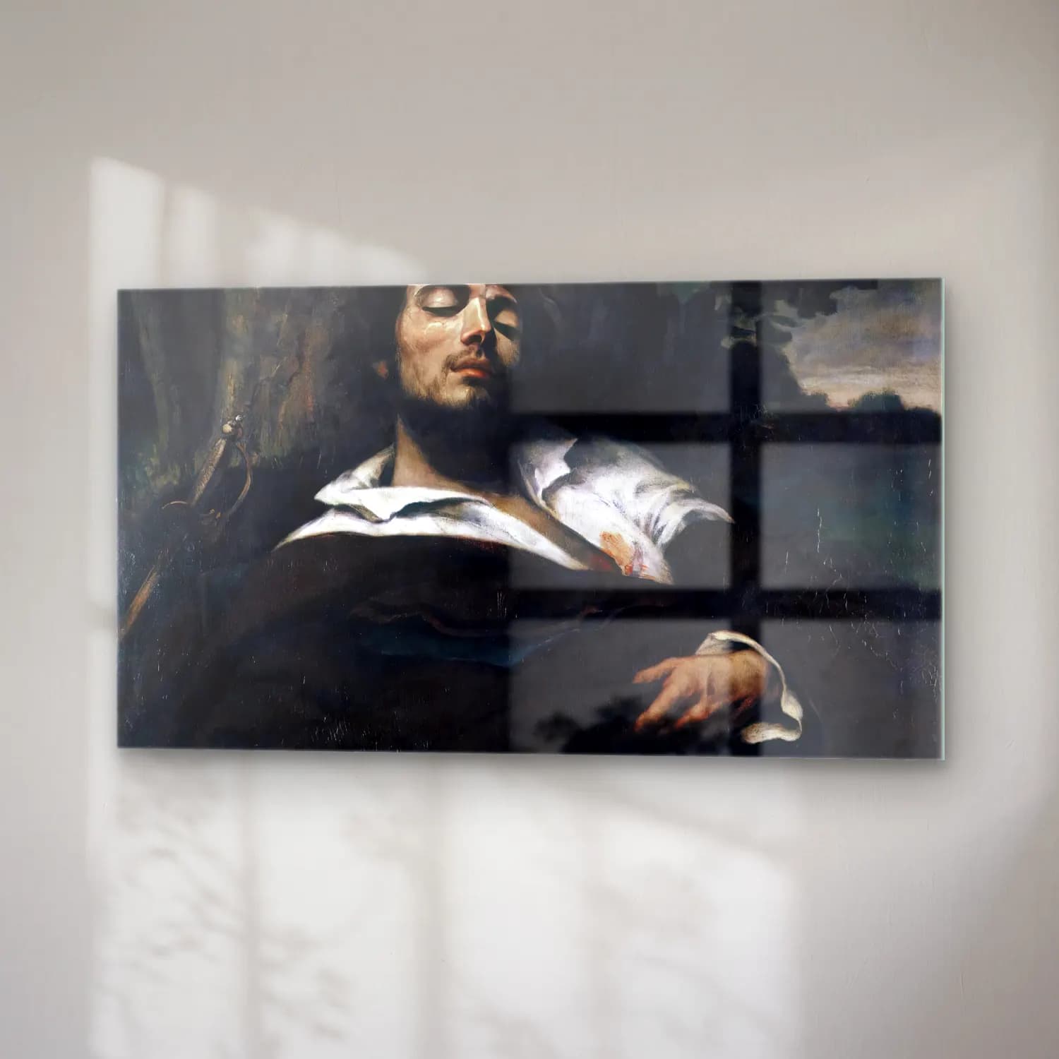 Gustave Courbet – Wounded Man cam tablo — sağ açıdan görünüm