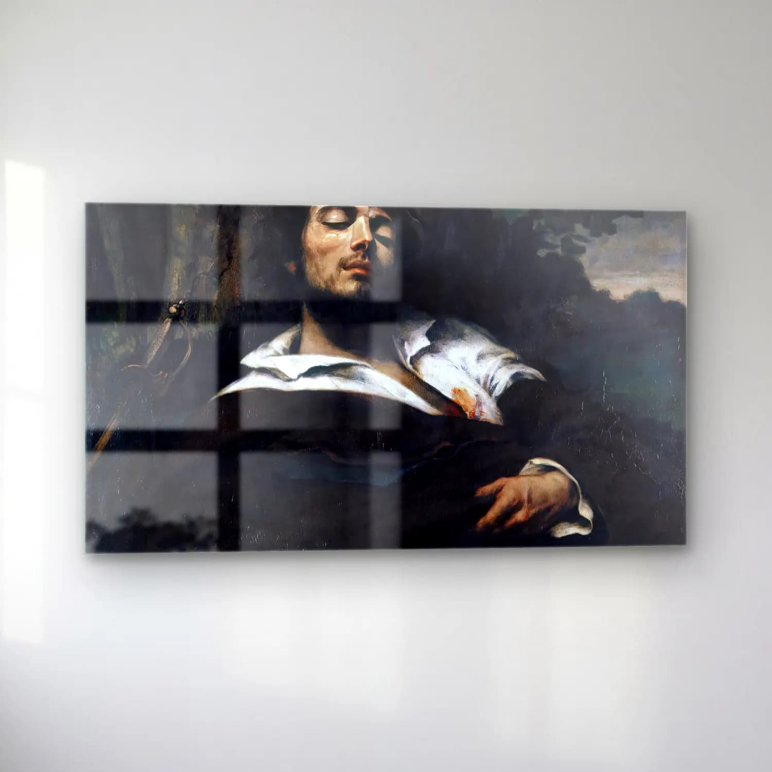 Gustave Courbet – Wounded Man cam tablo — sol açıdan görünüm