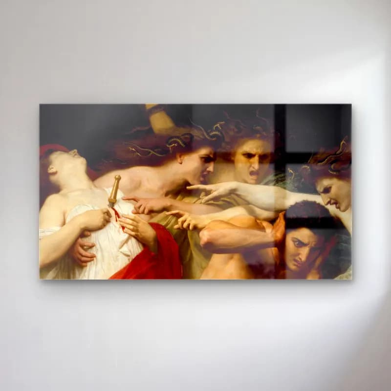 William-Adolphe Bouguereau – Orestes Pursued by the Furies cam tablo — William-Adolphe Bouguereau – Orestes Pursued by the Furies — yağlı boya mitolojik sahne